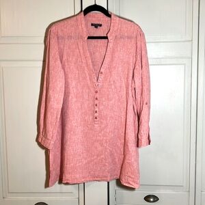 For Cynthia Women's Heather Peach Tunic Top Linen Blend Size 1X EUC